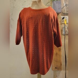 Gorgeous Rust Colored Rhinestone Top (See Video For Sparkle)